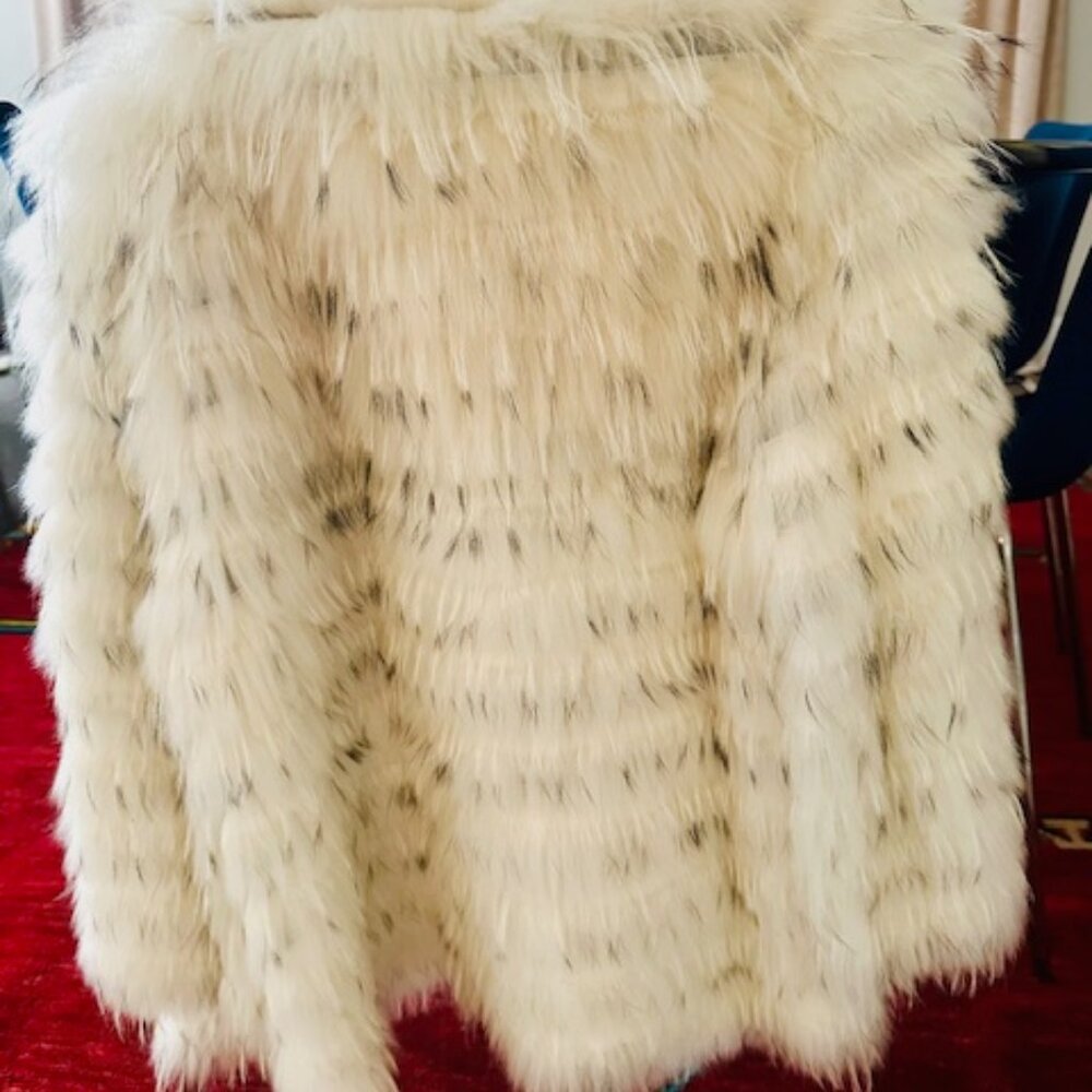 Yves Salomon White and Black Fur Jacket